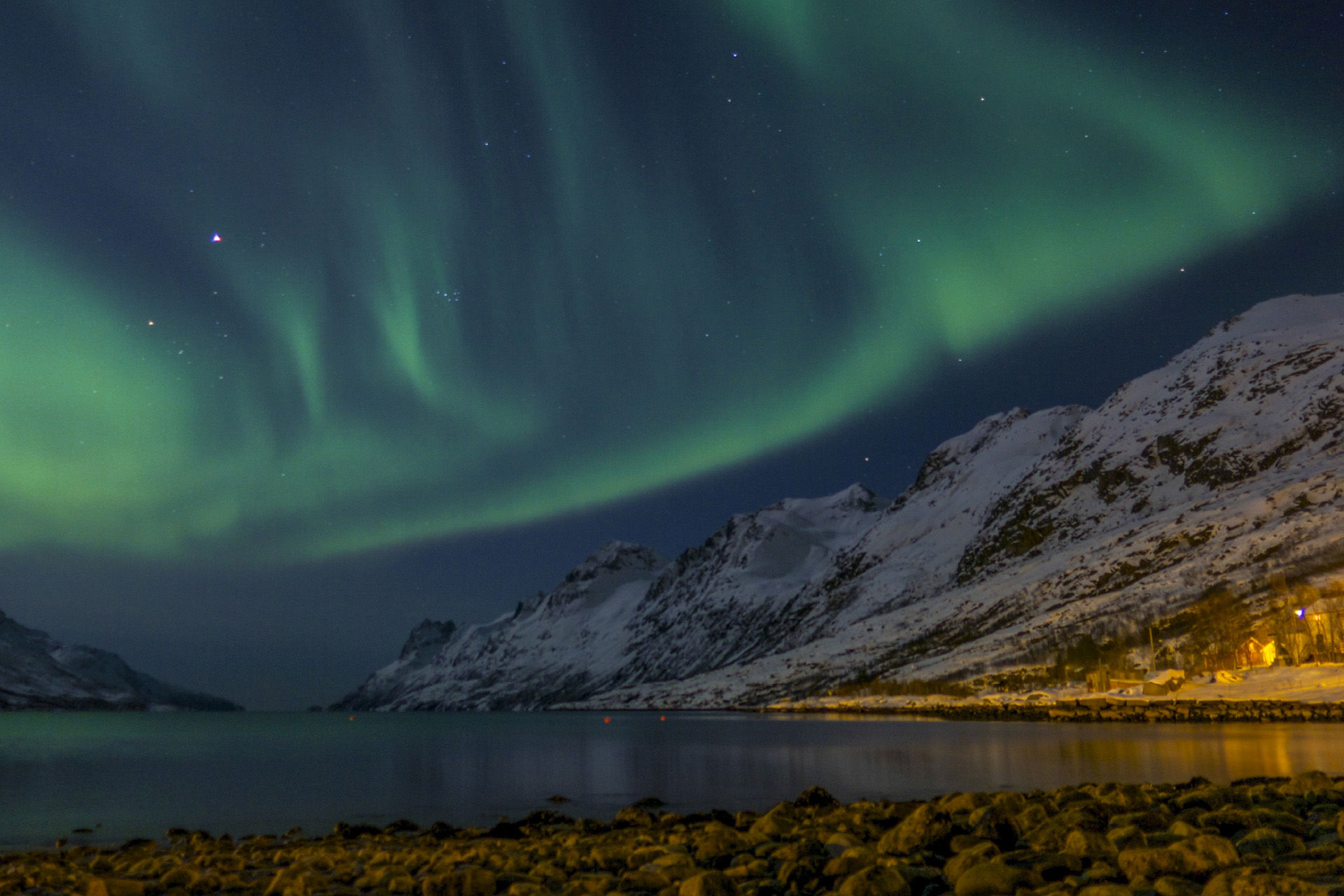 Nordlicht Im Lyngenfjord Norwegen